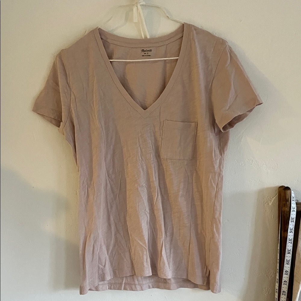 Madewell Short Sleeve V-Neck Tee - Light Pink